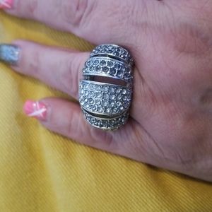 Silver with Rhinestones Stretch Ring